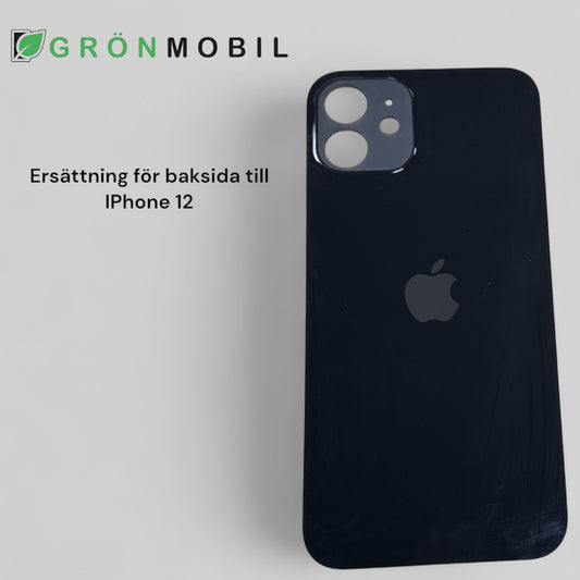 iPhone 12 Baksida, Glas med Självhäftande tejp - Svart