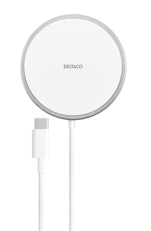 Deltaco Wireless laddare med MagSafe för iPhone, 15W - vit