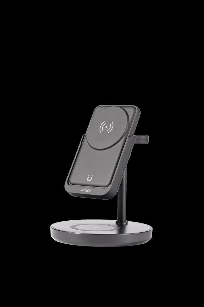 Deltaco Magnetic wireless laddare med removable power bank 5000mAh - svart