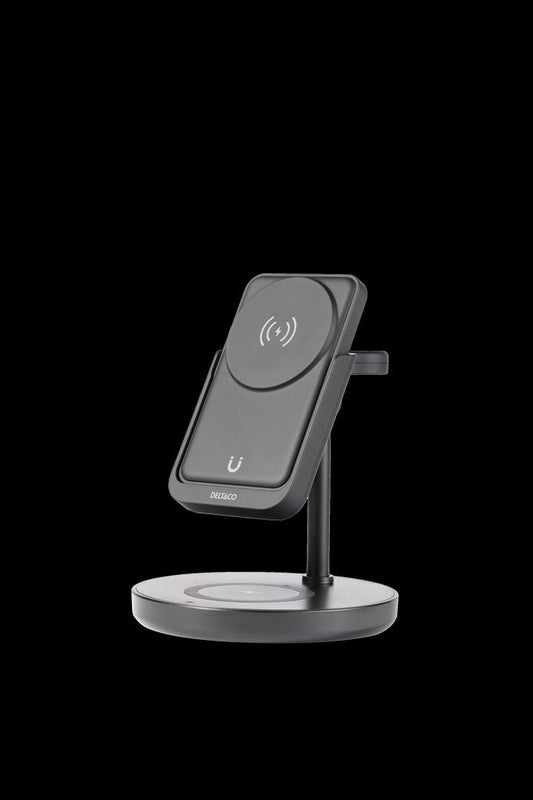 Deltaco Magnetic wireless laddare med removable power bank 5000mAh - svart
