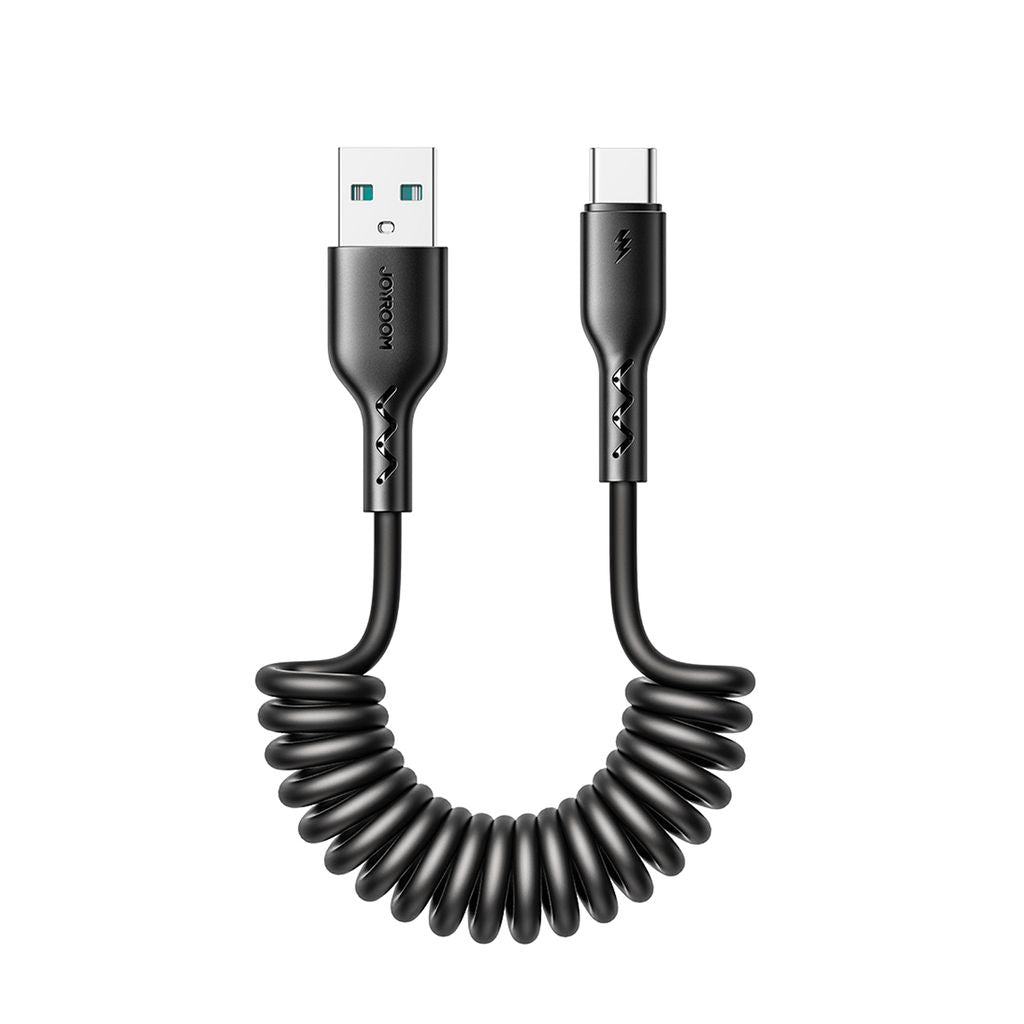Joyroom 3A Coiled USB-A to USB-C Fast Charging Cable 1.5m – Black