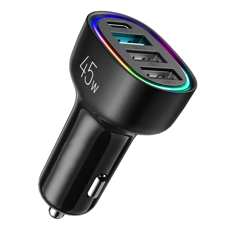 SiGN 4-Port Car Charger 45W, PD, QC 3.0 - Black