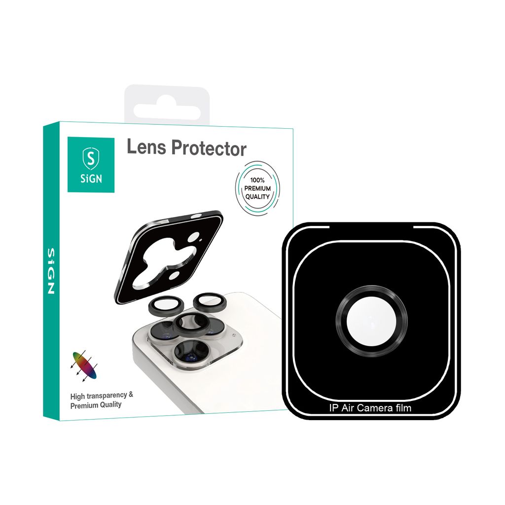 SiGN Lens protector in tempered glass for iPhone Air - Black/transparent