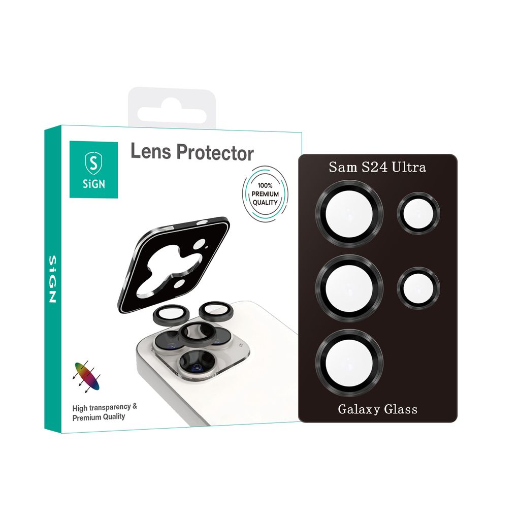 SiGN Lens protector in härdat glas till Samsung Galaxy S24 Ultra – svart/transparent