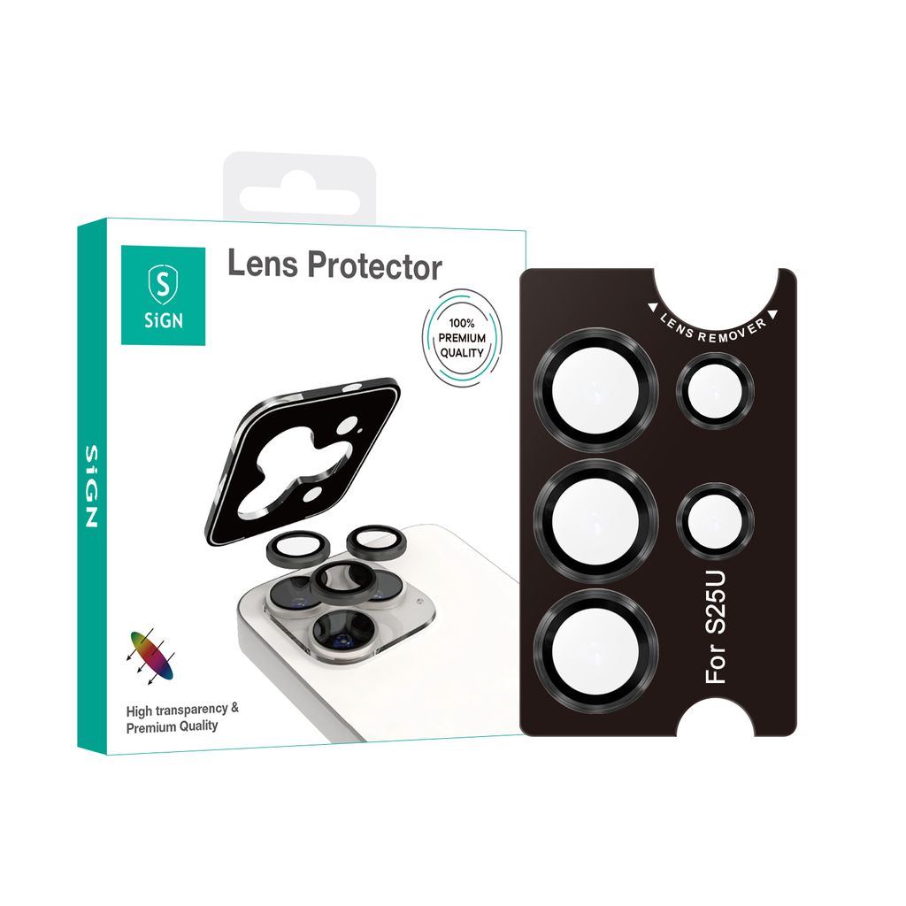 SiGN Lens protector in härdat glas till Samsung Galaxy S25 Ultra – svart/transparent