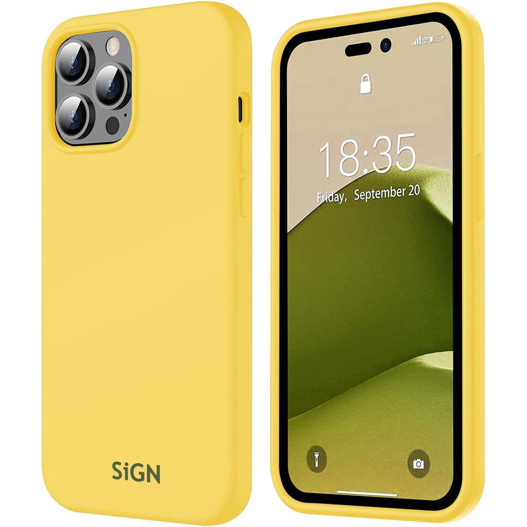 SiGN Liquid Silicone skal till iPhone 14 Pro Max – gul
