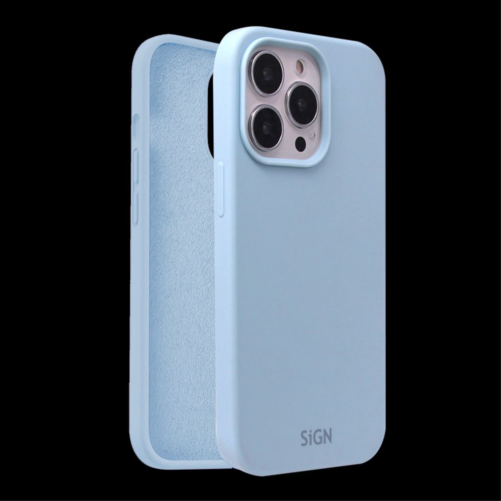 SiGN Liquid Silicone skal till iPhone 15 Pro Max – Light blå