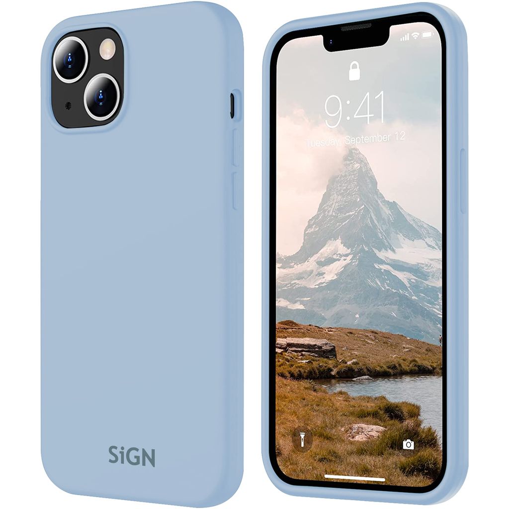SiGN Liquid Silicone skal till iPhone 15 – Light blå