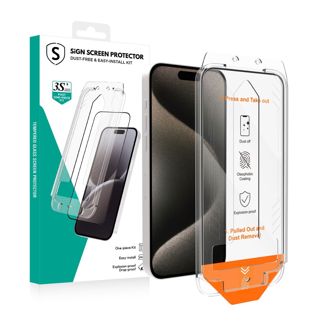 SiGN Skärmskydd iPhone 15 Pro – EZ Apply with dust free applicator