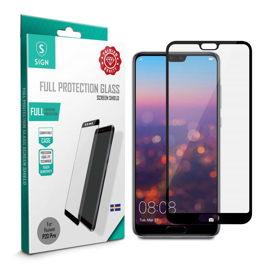 Huawei P20 Pro SiGN Full fodral skärmskydd härdat glas – svart