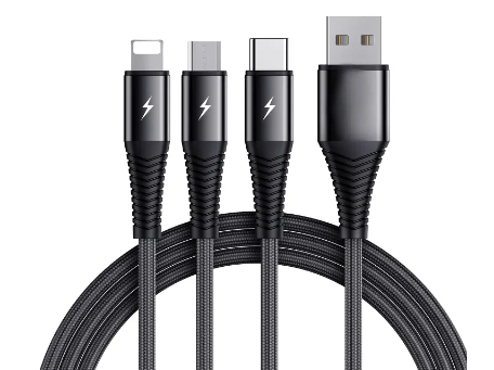 SiGN 3-in-1 Cable Lightning, USB-C, Micro-USB, 3A, 1.2m - Black