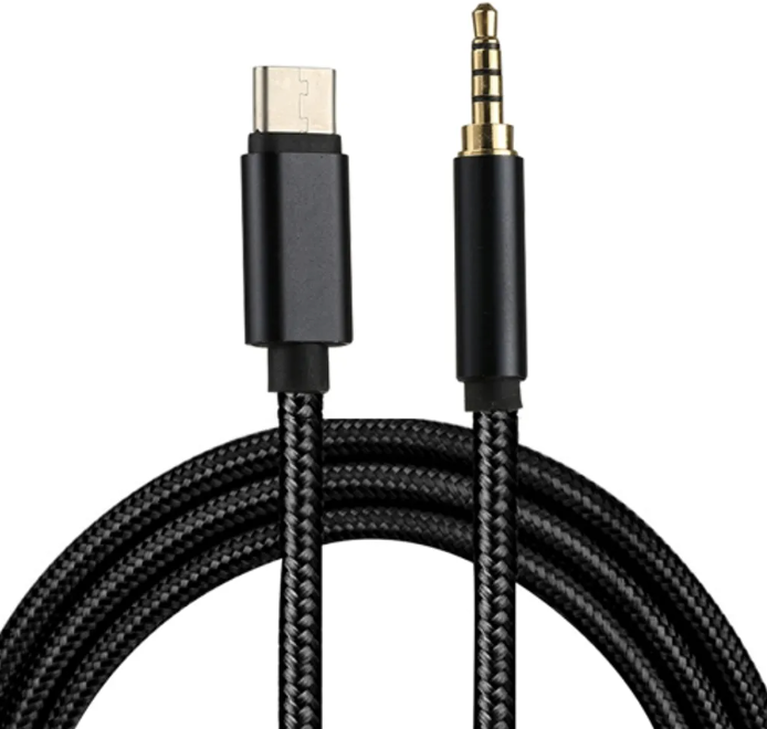 USB-C- 3.5mm Audio cable 1m - Black / Nylon