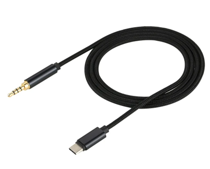 USB-C- 3.5mm Audio cable 1m - Black / Nylon