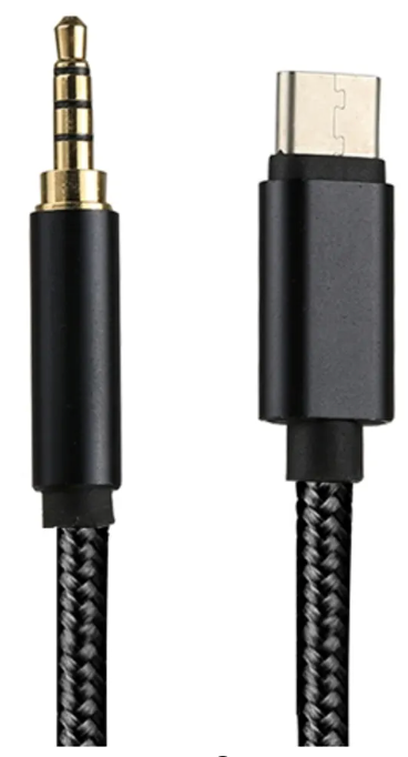 USB-C- 3.5mm Audio cable 1m - Black / Nylon