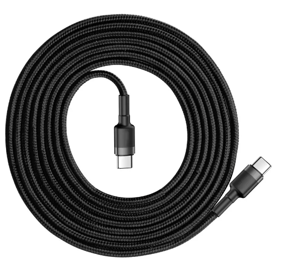 SiGN Cafule USB-C till USB-C Laddkabel, QC 3.0, USB-C PD, 3A, 2 m – Grå/Svart