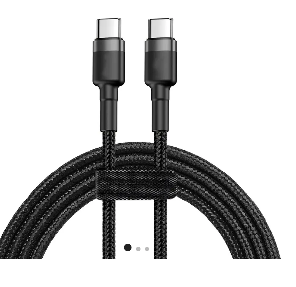 SiGN Cafule USB-C till USB-C Laddkabel, QC 3.0, USB-C PD, 3A, 2 m – Grå/Svart