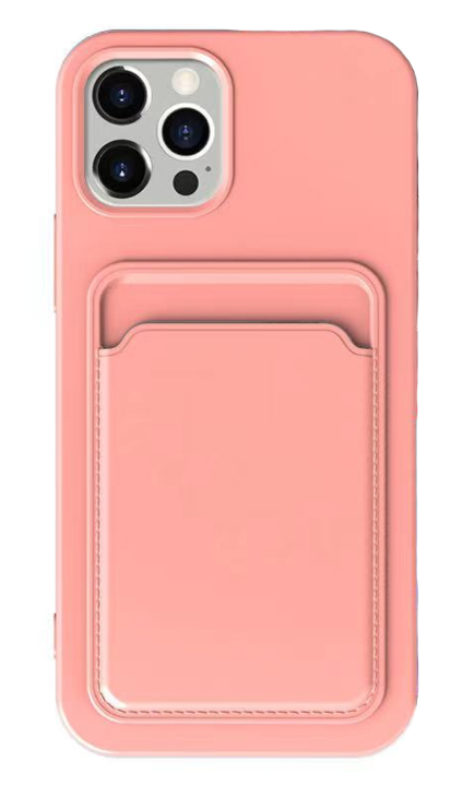 iPhone 13 Silikonskal med Korthållare - Rosa