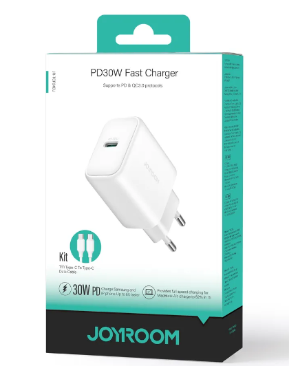 Väggladdare PD30W + USB-C-kabel