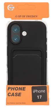 Silikonskal med korthållare för iPhone 17 – Svart