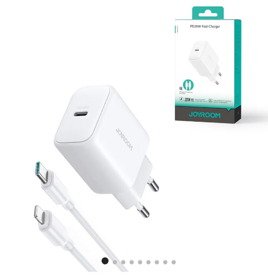 Joyroom 20W Snabbladdare + USB-C till Lightning-kabel – Vit