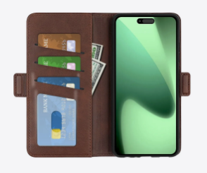 iPhone 17 Pro Plånboksfodral i PU-Läder med Kalvskinnstextur – Brun