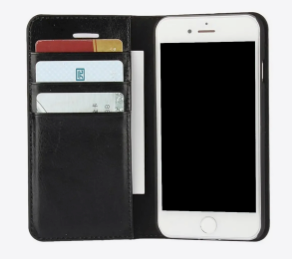 Crazy Horse iPhone SE 2020, SE 2022, 7, 8 wallet cover - Black