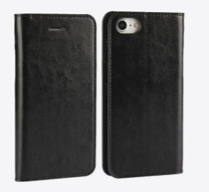 Crazy Horse iPhone SE 2020, SE 2022, 7, 8 wallet cover - Black