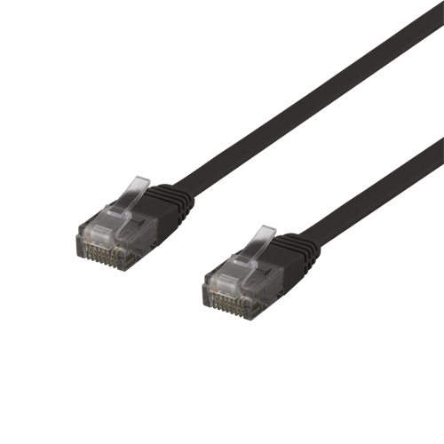 Deltaco Flat Cat6 network cable, 0.3m, black