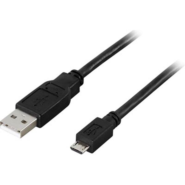 DELTACO USB 2.0 kabel, USB-A ha - Typ Micro B ha, 5-pin, 5m, svart