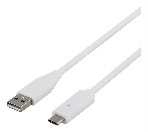 DELTACO USB-kabel, USB-C för USB-A, 1m, vit