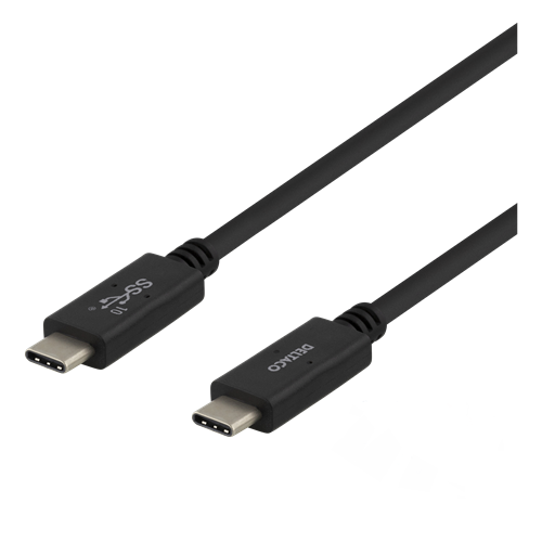 Deltaco kabel USB-C för USB-C 100W, 0,5 m - svart