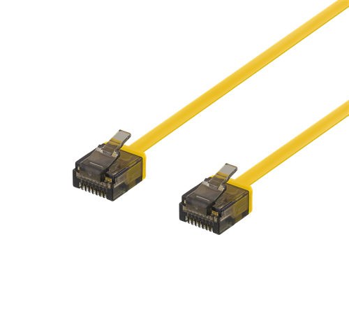 DELTACO Cat6a patch cable, flat, 0.5m, yellow