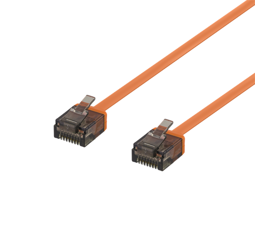 DELTACO Cat6a patch cable, flat, 1m, orange