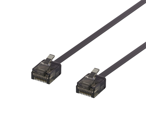 DELTACO Cat6a patch cable, flat, 1m, black