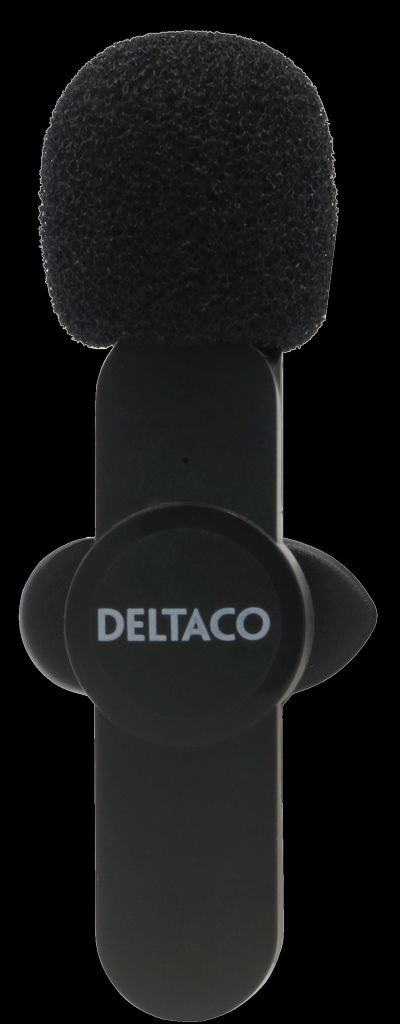 DELTACO Wireless Vlog Microphone USB-C/Lightning Single Pack - svart
