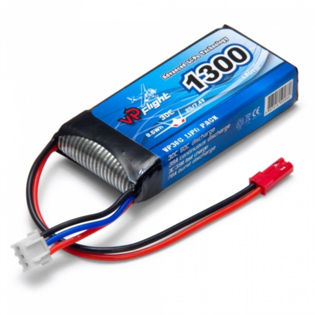 Li-Po 2S 7,4V 30C 1.300 mAh,  JST-RCY (BEC)-kontakt Vapex