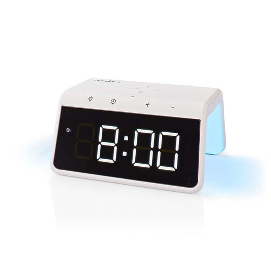 Nedis Wireless Charger with Alarm Clock, 15W - White
