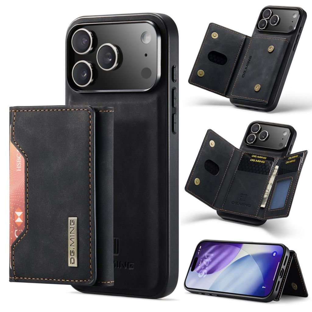 DG.MING iPhone 17 Pro Max skal with Wallet – svart