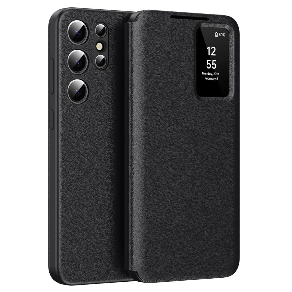 Samsung Galaxy S25 Ultra fodral with Viewing Window & Card Holder – svart