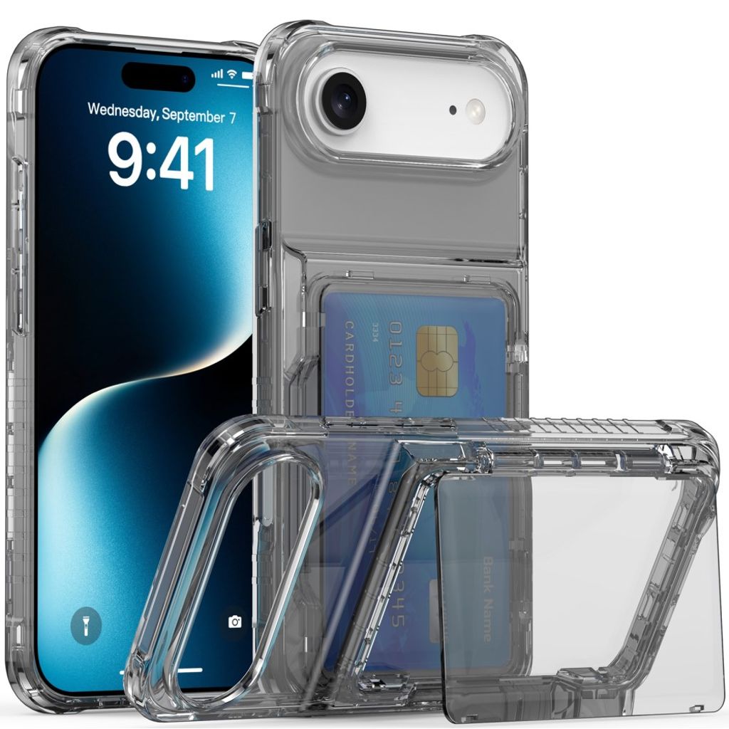 iPhone Air Skal with Stand and Card Holder - Black