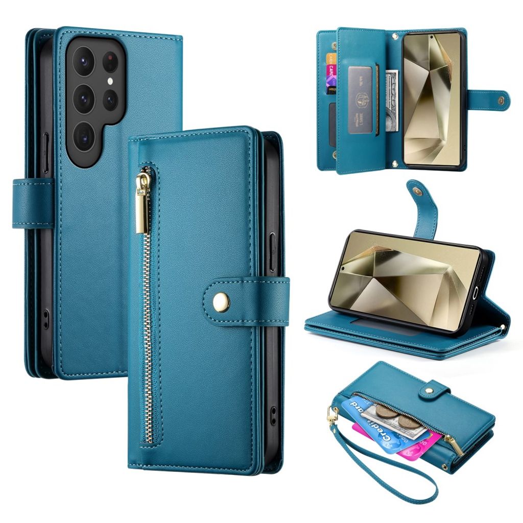 Samsung Galaxy S25 Ultra plånboksfodral with Strap – blå