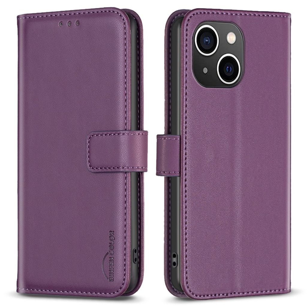 BINFEN COLOR iPhone 14 Plus plånboksfodral stativ MagSafe - Dark lila