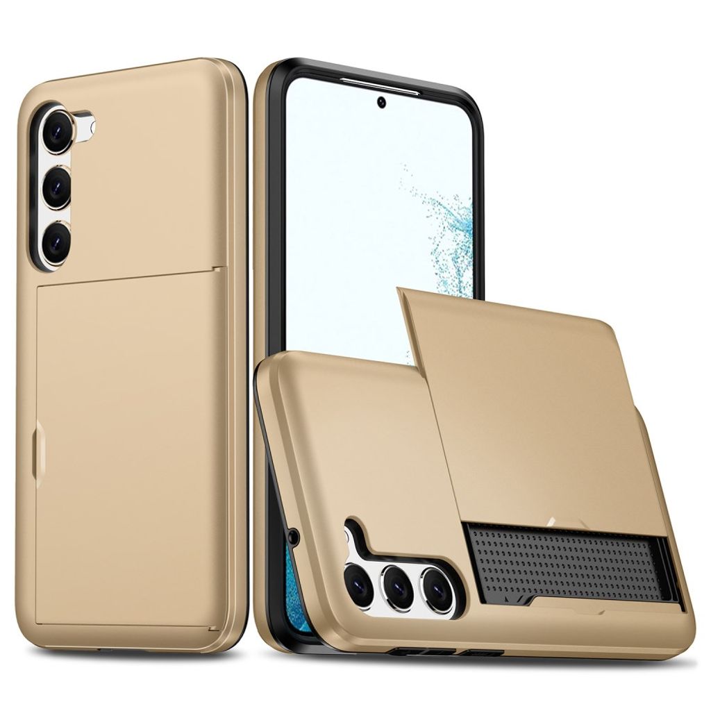 Samsung Galaxy S23 case with slide card holder - Gold