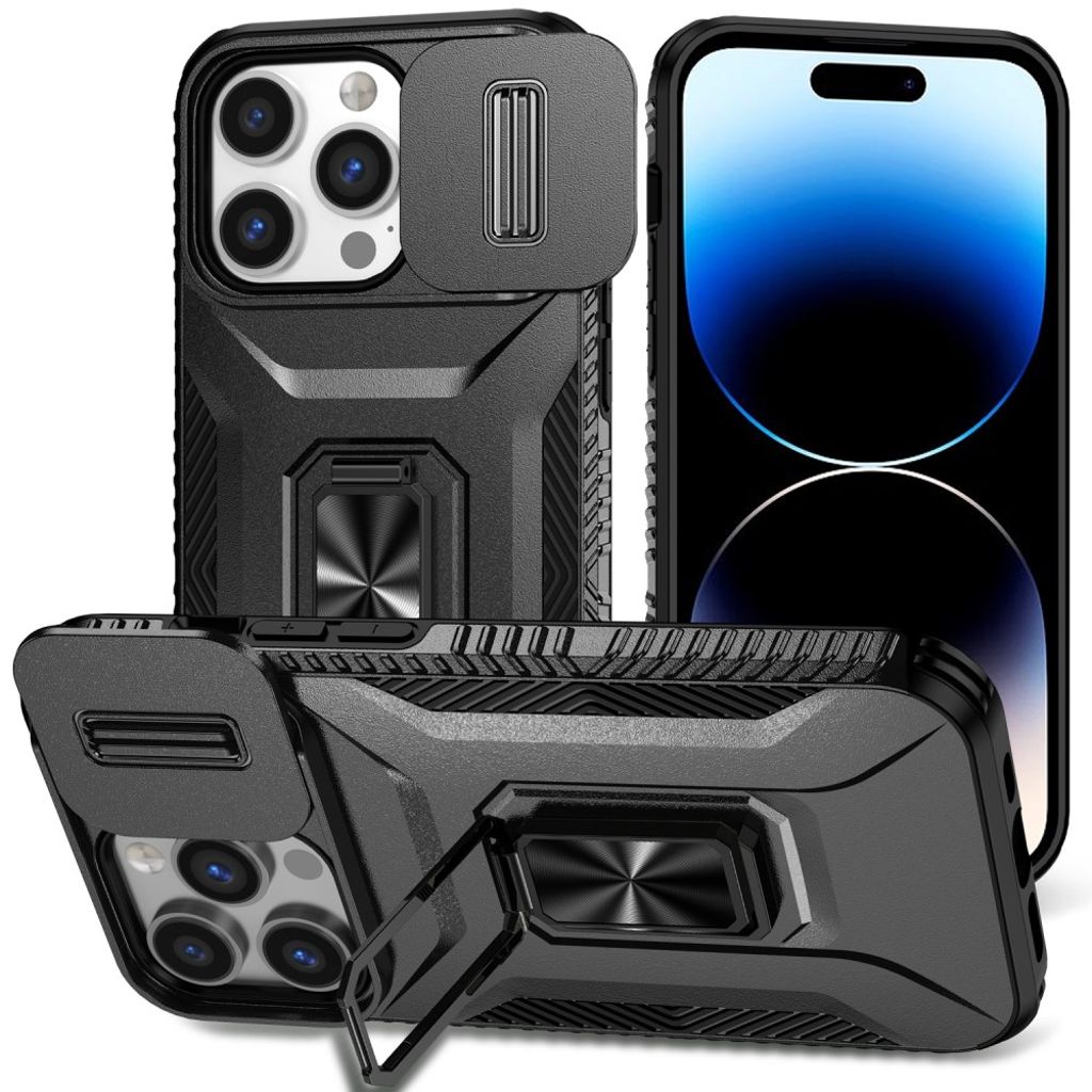 IPhone 14 Pro skal stöd Slide Lens fodral – svart