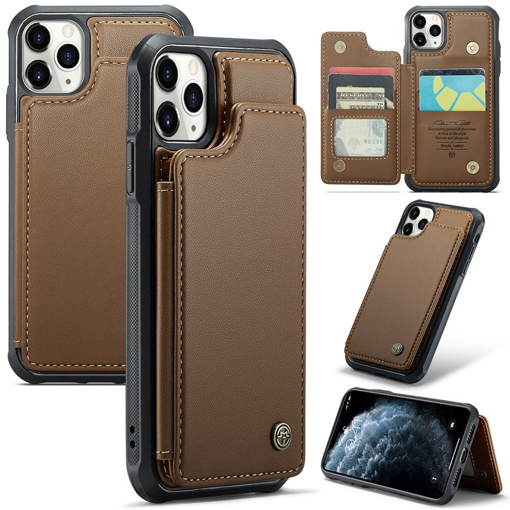 CASEME iPhone 11 Pro skal with 5 kortfack – brun