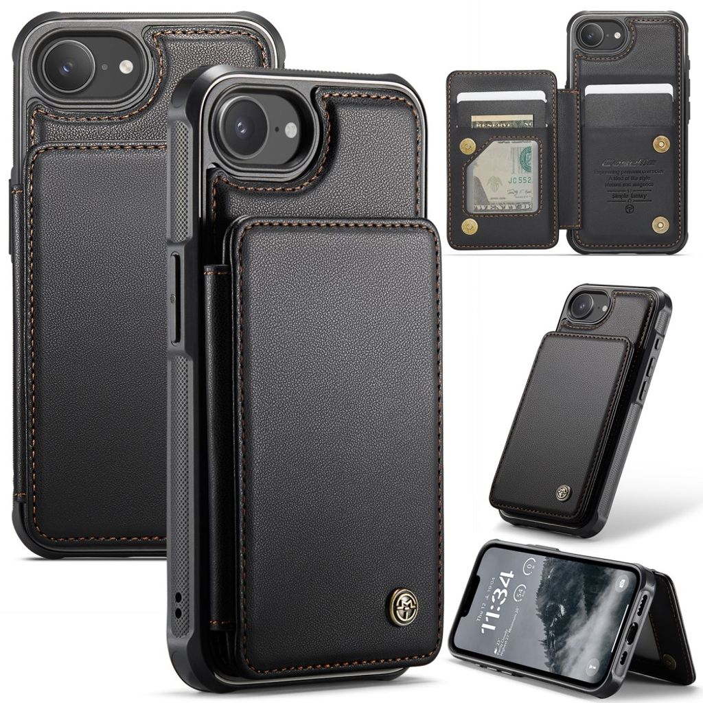 CASEME iPhone 17e/16e plånboksfodral RFID Blocking – svart