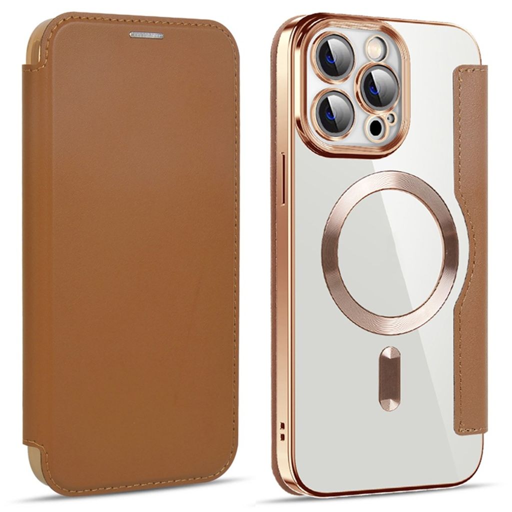 IPhone 14 Pro Max plånboksfodral MagSafe med RFID-skydd - brun