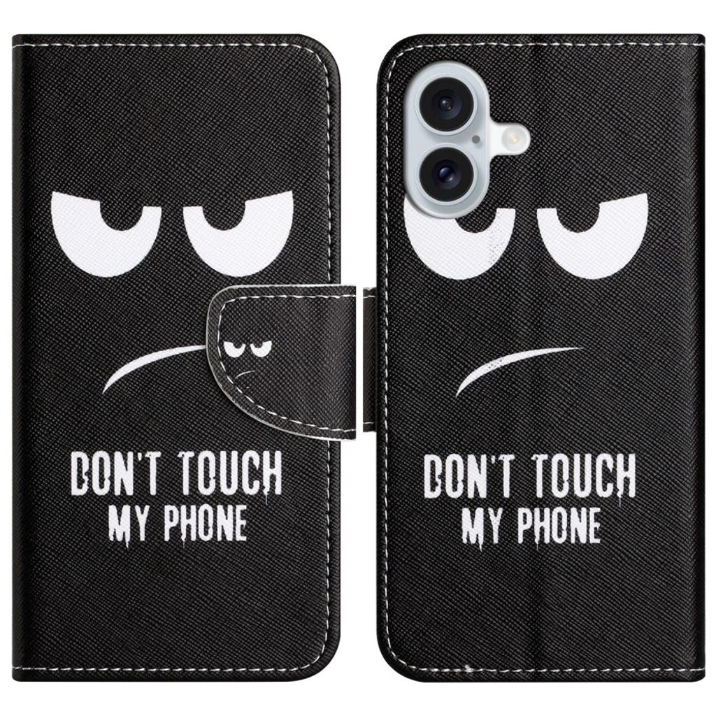 iPhone 16 phone cover with card slot and a stand - Black/White