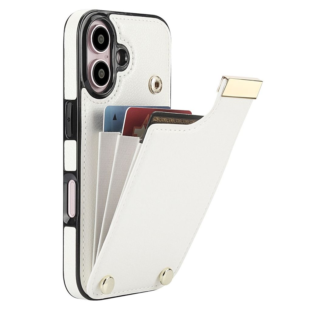 iPhone 16 Plus Wallet case in PU Leather - White
