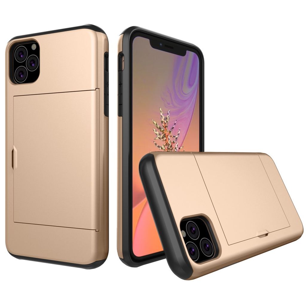 IPhone 11 skal with slide card holder – guld
